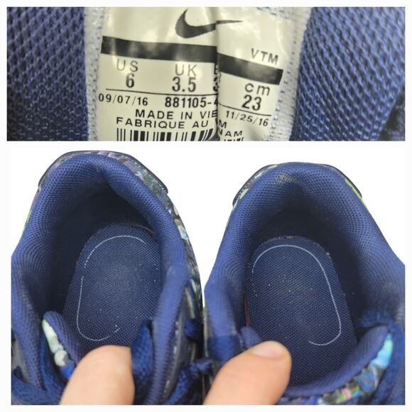 Nike Air Max Shoes Womens 6 Blue Green Tropical Floral Suede Chunky Low Tops - Picture 11 of 12